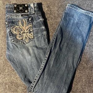 Miss Me Dark Blue Boot Cut Jeans with Embellished Pocket